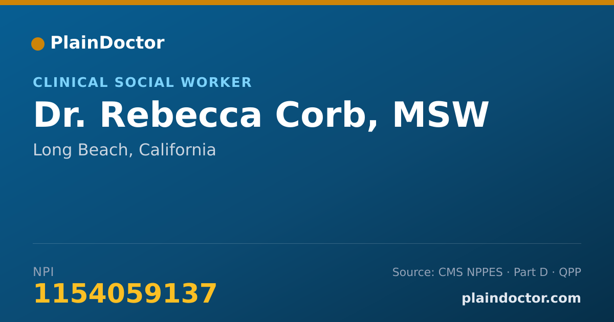 Shareable card for Rebecca Corb, MSW - Clinical Social Worker, Long Beach, CA