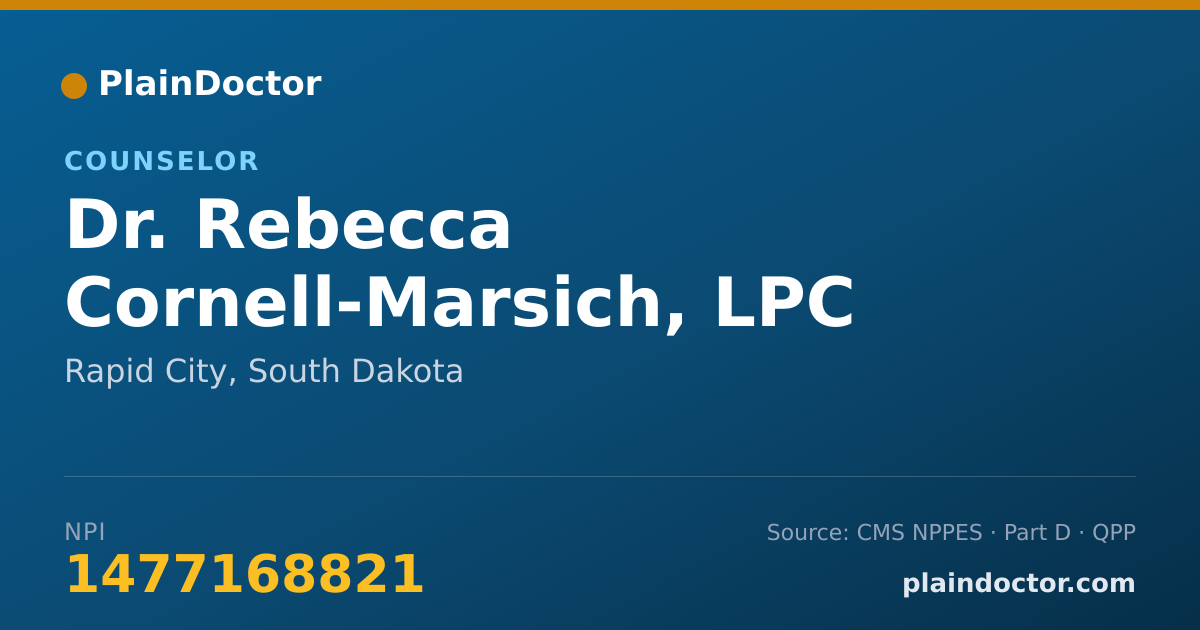 Shareable card for Rebecca Cornell-Marsich, LPC - Counselor, Rapid City, SD