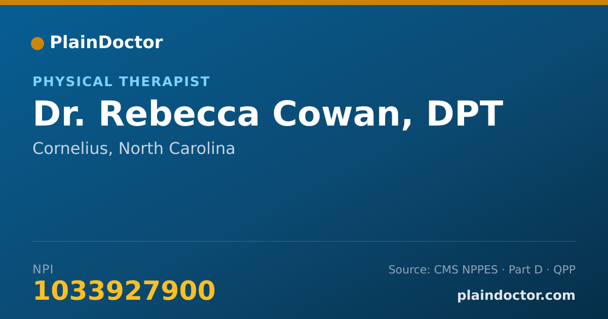 Shareable card for Rebecca Cowan, DPT - Physical Therapist, Cornelius, NC