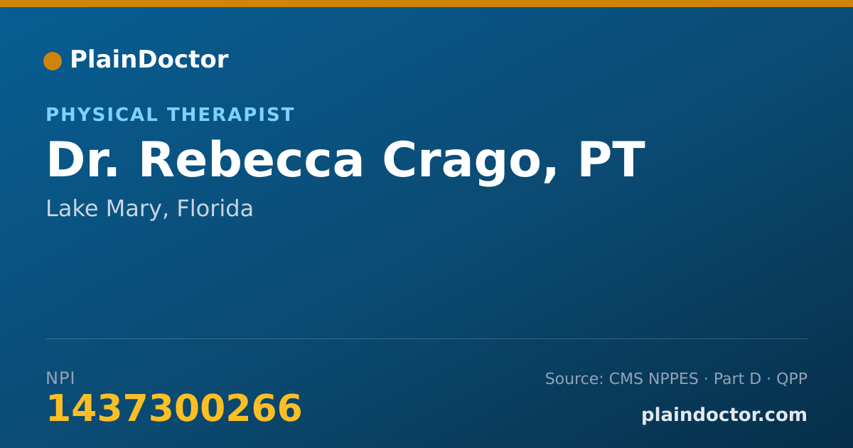 Shareable card for Rebecca Crago, PT - Physical Therapist, Lake Mary, FL