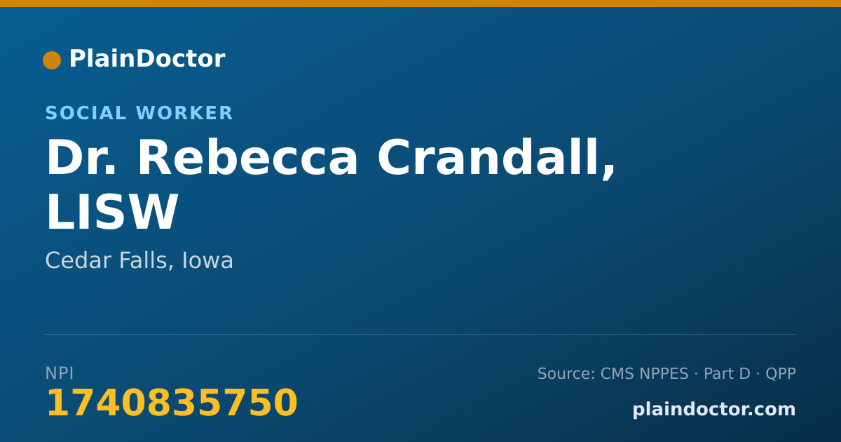 Shareable card for Rebecca Crandall, LISW - Social Worker, Cedar Falls, IA