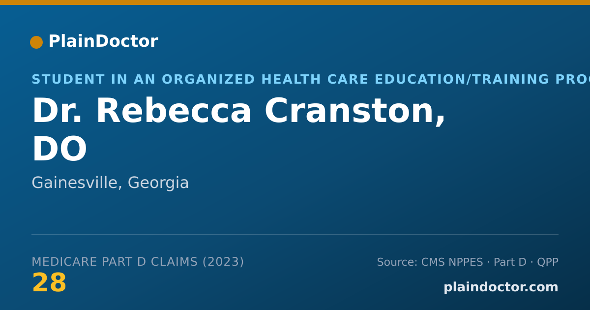 Shareable card for Rebecca Cranston, DO - Student in an Organized Health Care Education/Training Program, Gainesville, GA