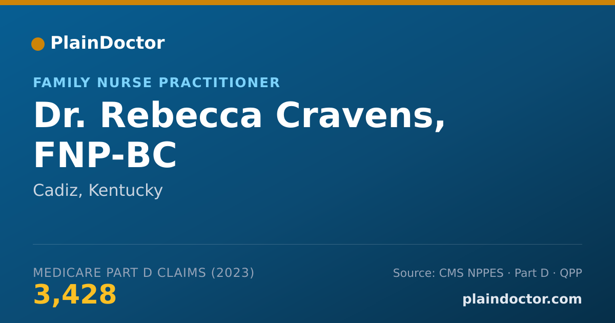 Shareable card for Rebecca Cravens, FNP-BC - Family Nurse Practitioner, Cadiz, KY