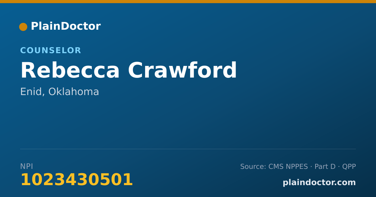 Shareable card for Rebecca Crawford - Counselor, Enid, OK