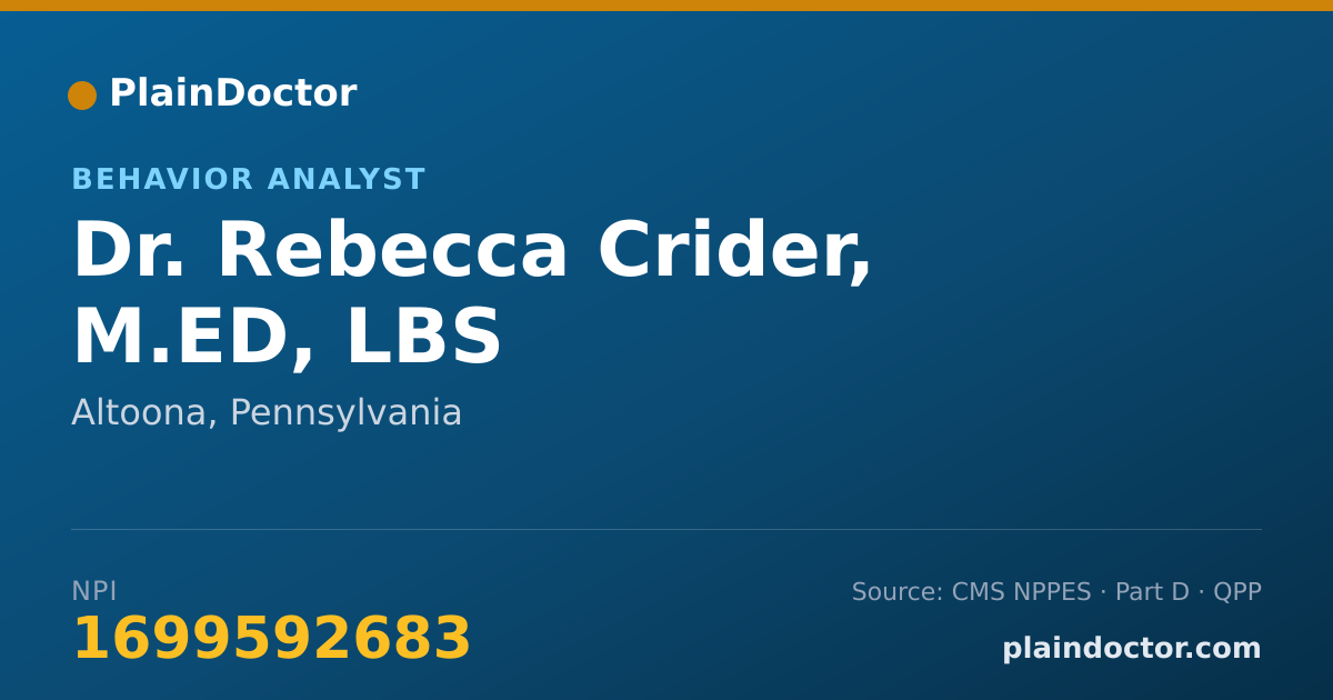 Shareable card for Rebecca Crider, M.ED, LBS - Behavior Analyst, Altoona, PA