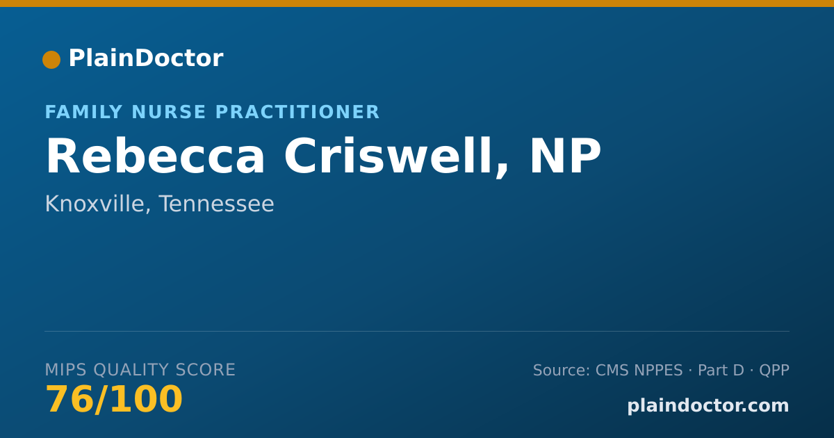 Shareable card for Rebecca Criswell, NP - Family Nurse Practitioner, Knoxville, TN