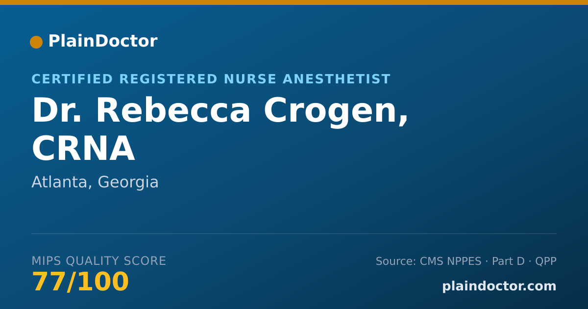 Shareable card for Rebecca Crogen, CRNA - Certified Registered Nurse Anesthetist, Atlanta, GA