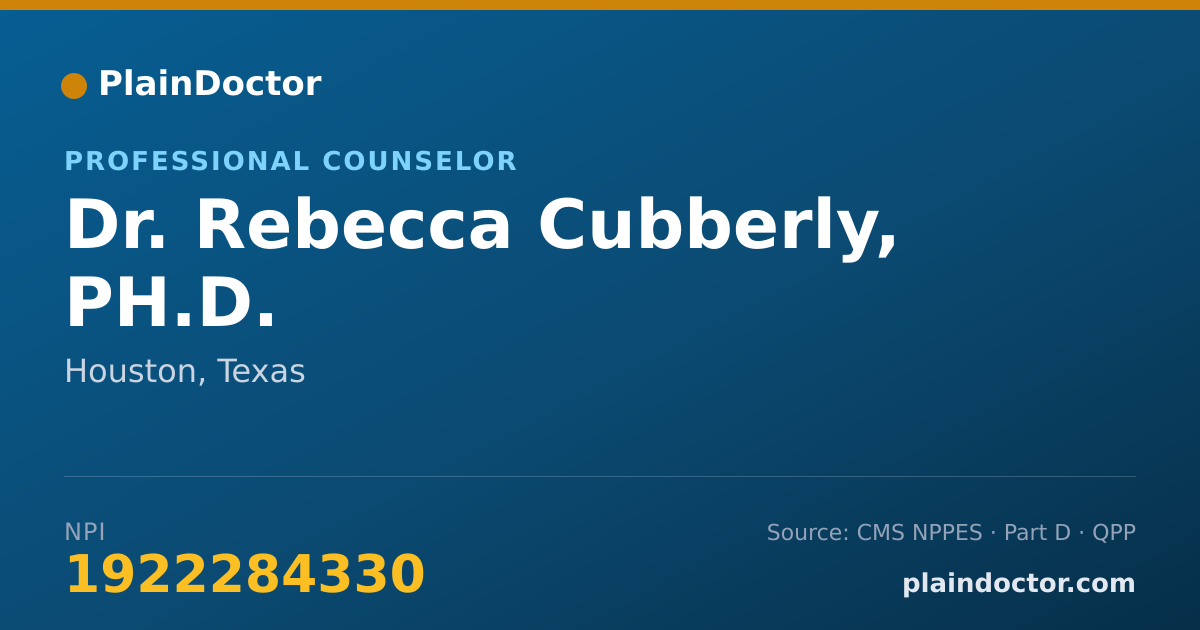 Shareable card for Rebecca Cubberly, PH.D. - Professional Counselor, Houston, TX