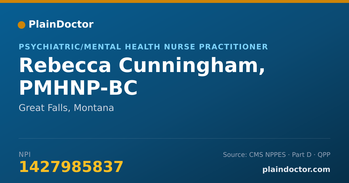 Shareable card for Rebecca Cunningham, PMHNP-BC - Psychiatric/Mental Health Nurse Practitioner, Great Falls, MT