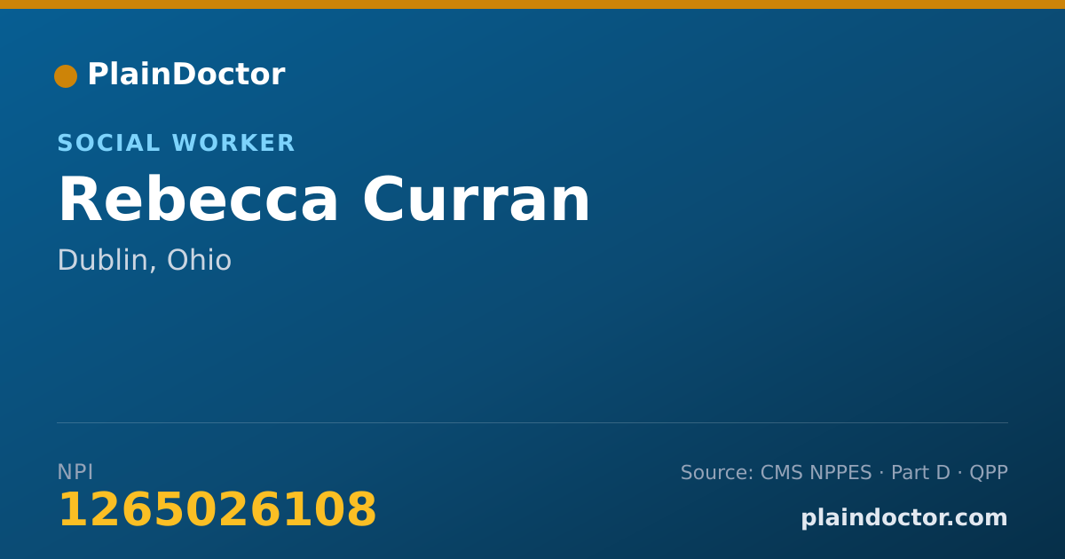 Shareable card for Rebecca Curran - Social Worker, Dublin, OH