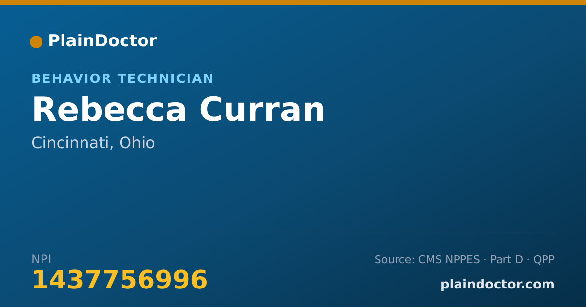 Shareable card for Rebecca Curran - Behavior Technician, Cincinnati, OH