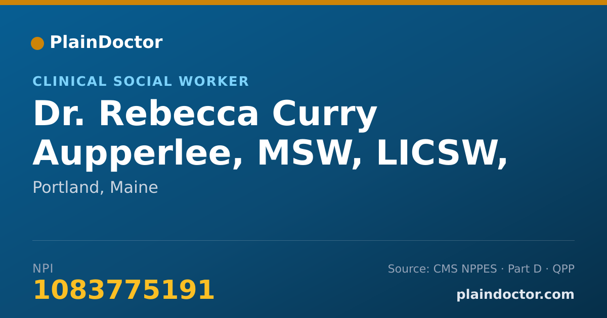 Shareable card for Rebecca Curry Aupperlee, MSW, LICSW, LCSW - Clinical Social Worker, Portland, ME