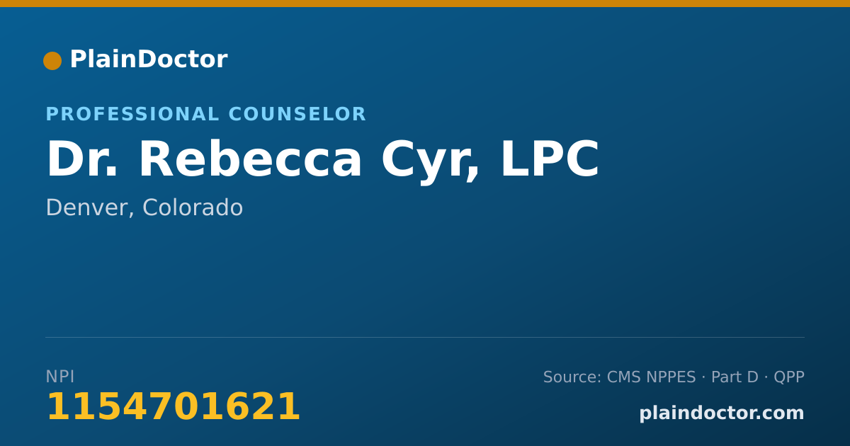 Shareable card for Rebecca Cyr, LPC - Professional Counselor, Denver, CO