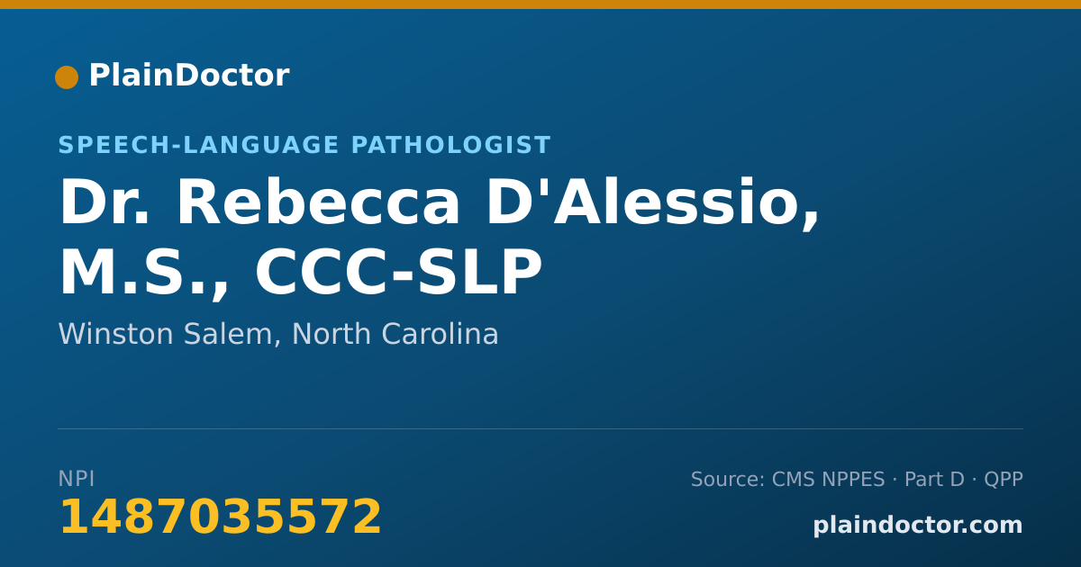 Shareable card for Rebecca D'Alessio, M.S., CCC-SLP - Speech-Language Pathologist, Winston Salem, NC