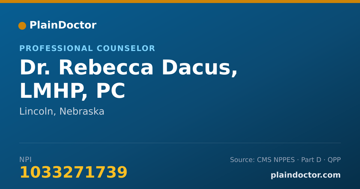 Shareable card for Rebecca Dacus, LMHP, PC - Professional Counselor, Lincoln, NE