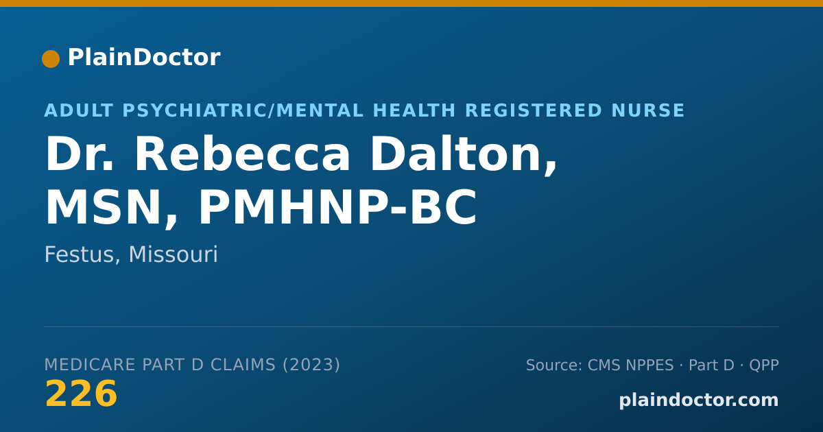 Shareable card for Rebecca Dalton, MSN, PMHNP-BC - Adult Psychiatric/Mental Health Registered Nurse, Festus, MO