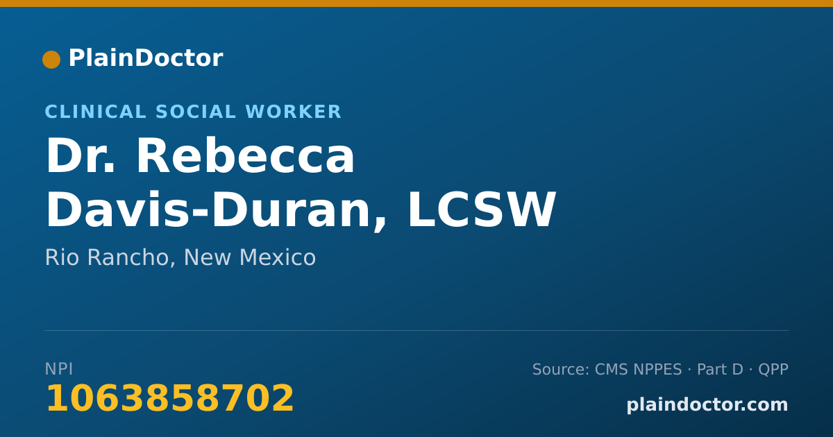 Shareable card for Rebecca Davis-Duran, LCSW - Clinical Social Worker, Rio Rancho, NM