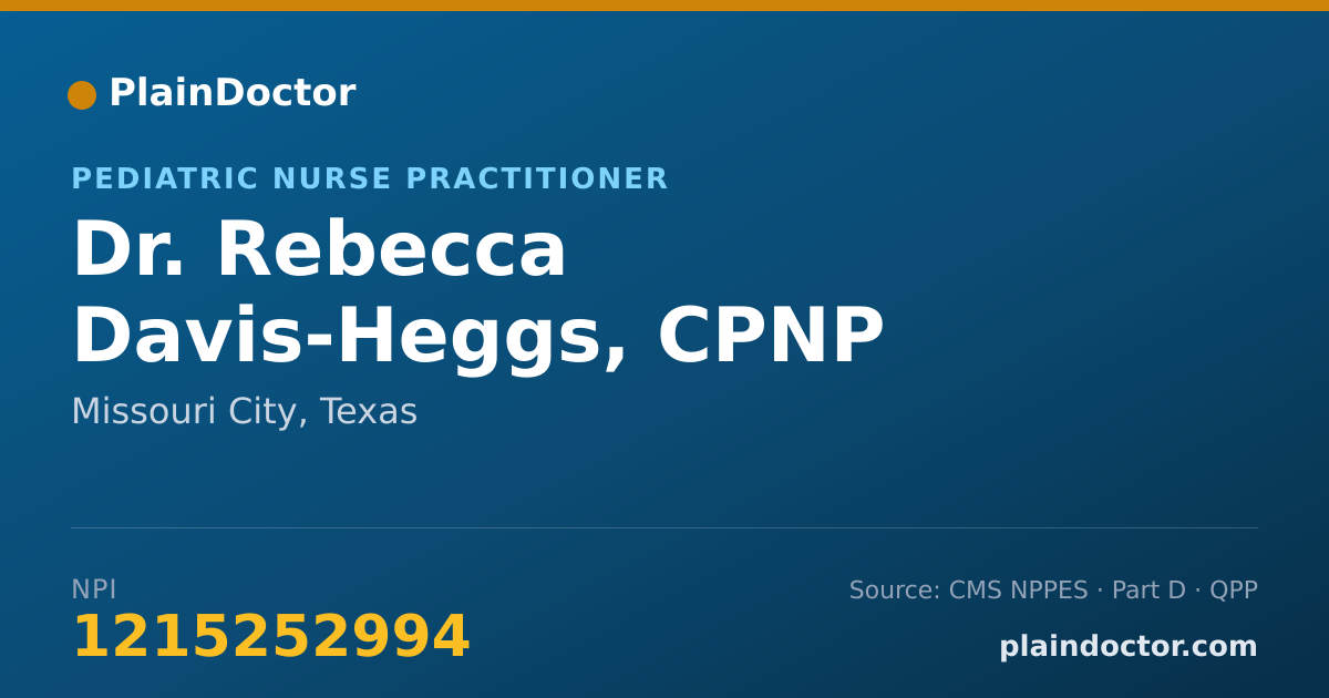 Shareable card for Rebecca Davis-Heggs, CPNP - Pediatric Nurse Practitioner, Missouri City, TX