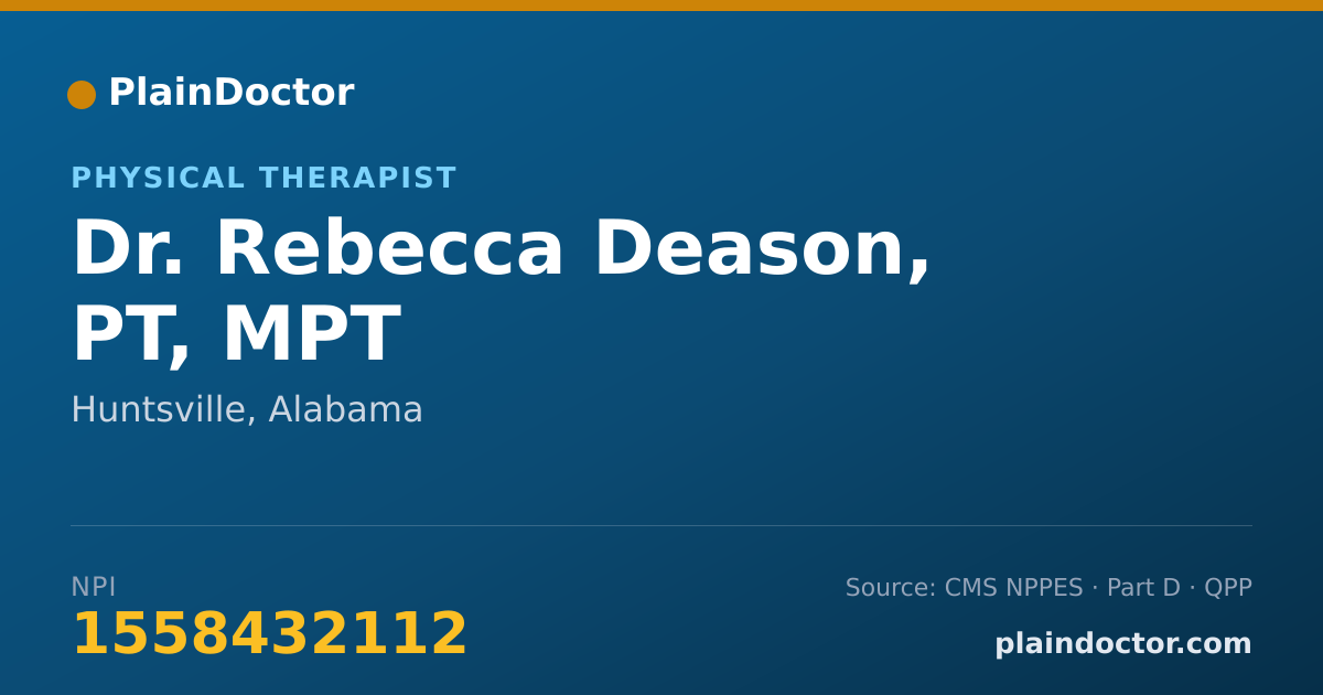 Shareable card for Rebecca Deason, PT, MPT - Physical Therapist, Huntsville, AL