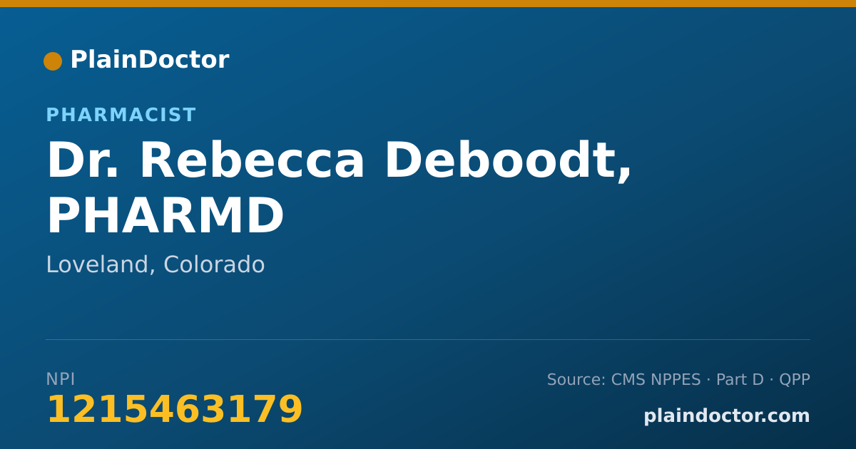 Shareable card for Rebecca Deboodt, PHARMD - Pharmacist, Loveland, CO