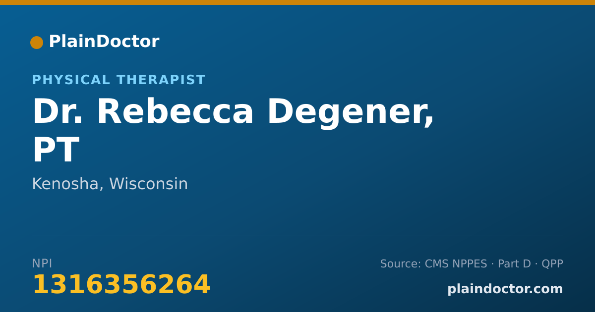 Shareable card for Rebecca Degener, PT - Physical Therapist, Kenosha, WI