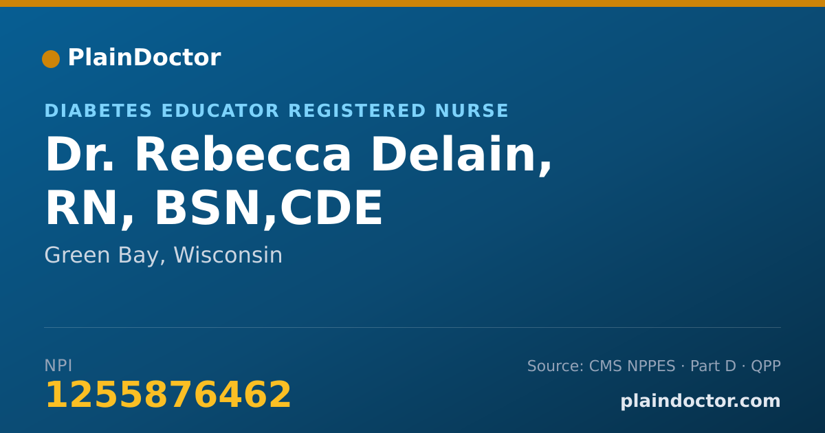 Shareable card for Rebecca Delain, RN, BSN,CDE - Diabetes Educator Registered Nurse, Green Bay, WI