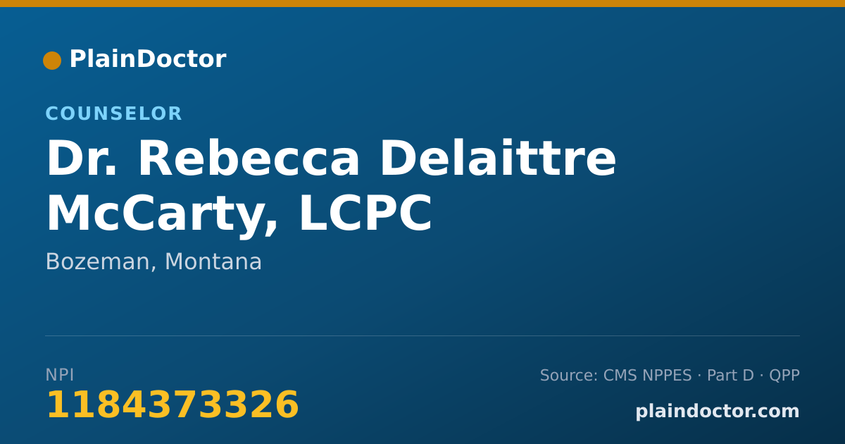 Shareable card for Rebecca Delaittre McCarty, LCPC - Counselor, Bozeman, MT