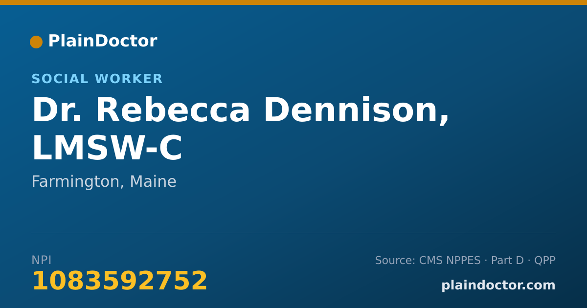 Shareable card for Rebecca Dennison, LMSW-C - Social Worker, Farmington, ME