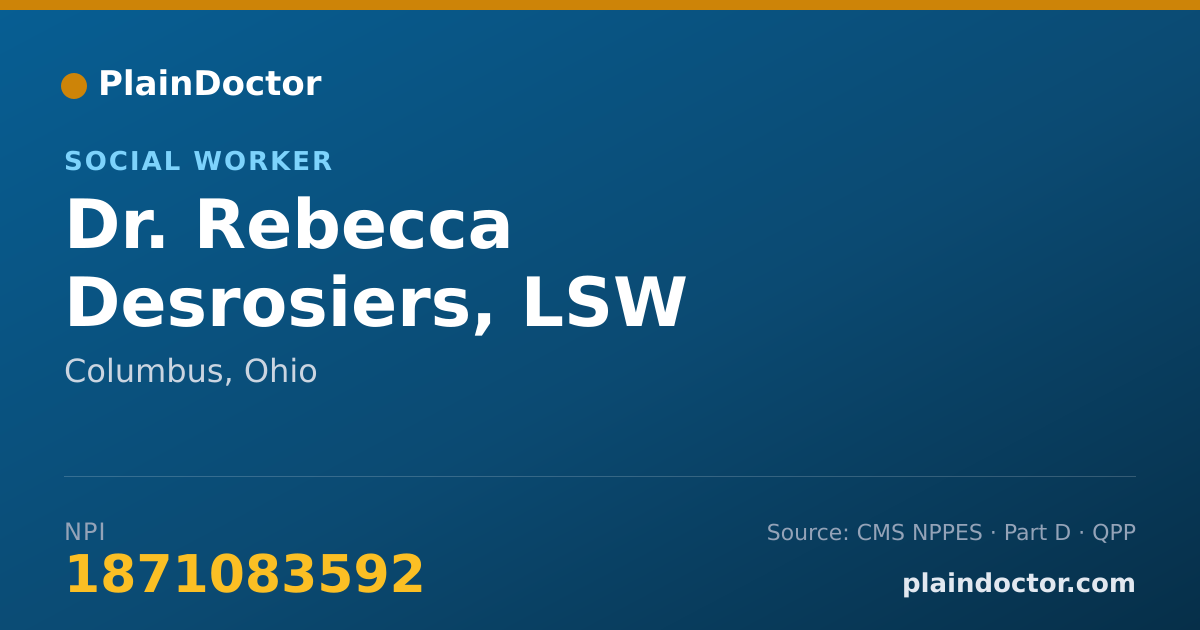 Shareable card for Rebecca Desrosiers, LSW - Social Worker, Columbus, OH