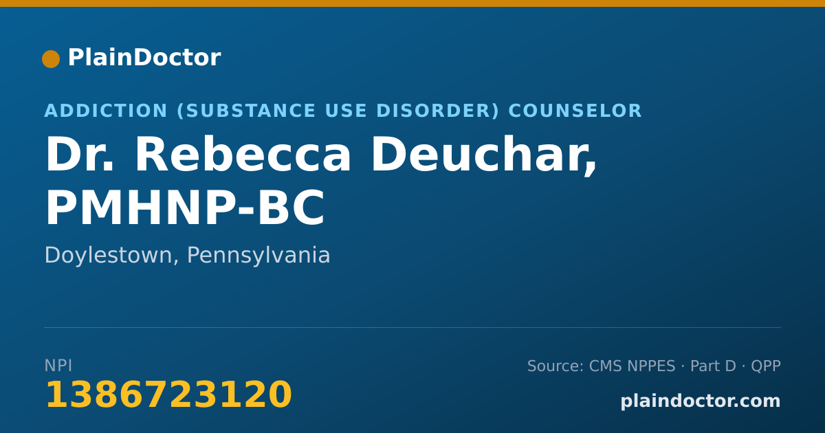 Shareable card for Rebecca Deuchar, PMHNP-BC - Addiction (Substance Use Disorder) Counselor, Doylestown, PA