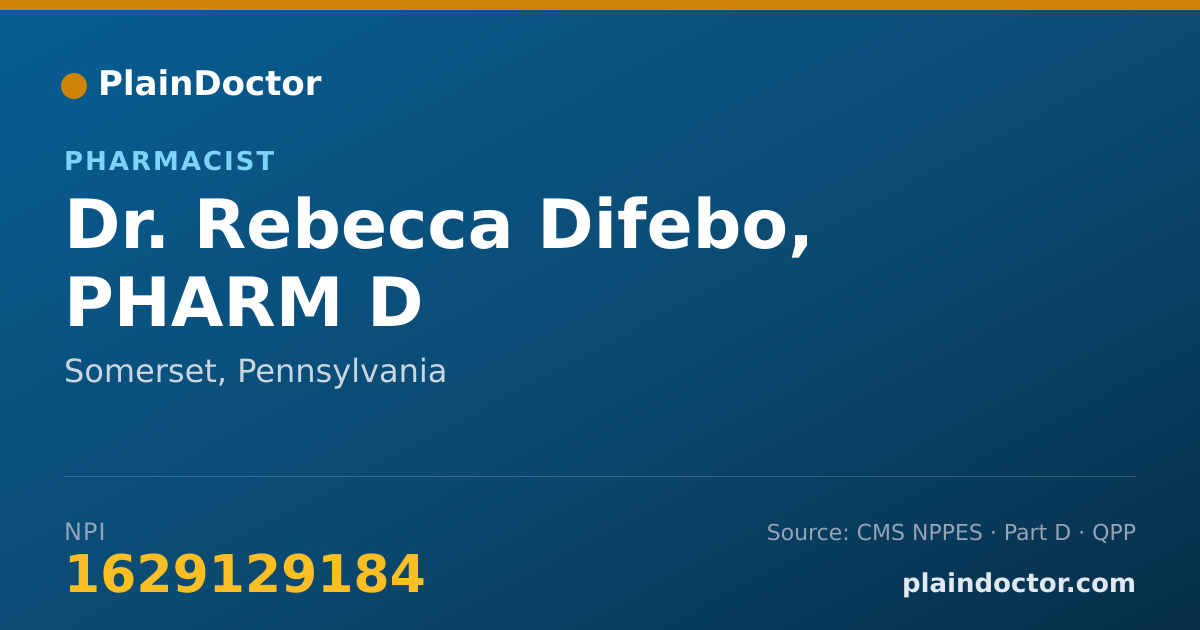 Shareable card for Rebecca Difebo, PHARM D - Pharmacist, Somerset, PA