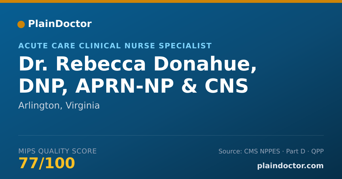 Shareable card for Rebecca Donahue, DNP, APRN-NP & CNS - Acute Care Clinical Nurse Specialist, Arlington, VA
