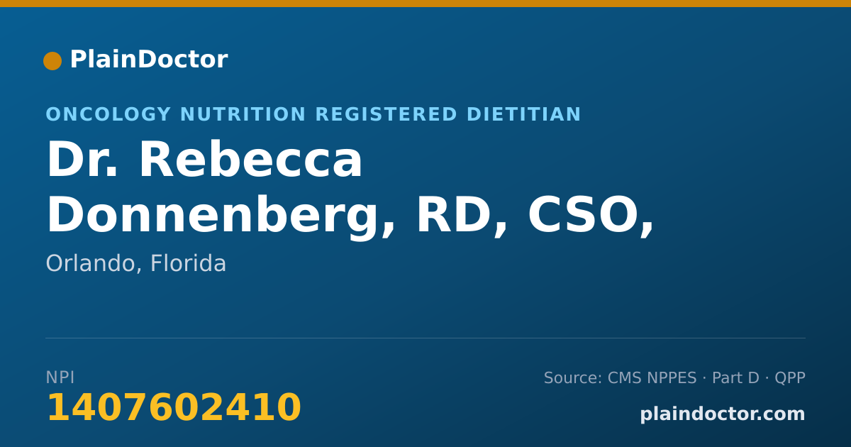 Shareable card for Rebecca Donnenberg, RD, CSO, LDN - Oncology Nutrition Registered Dietitian, Orlando, FL