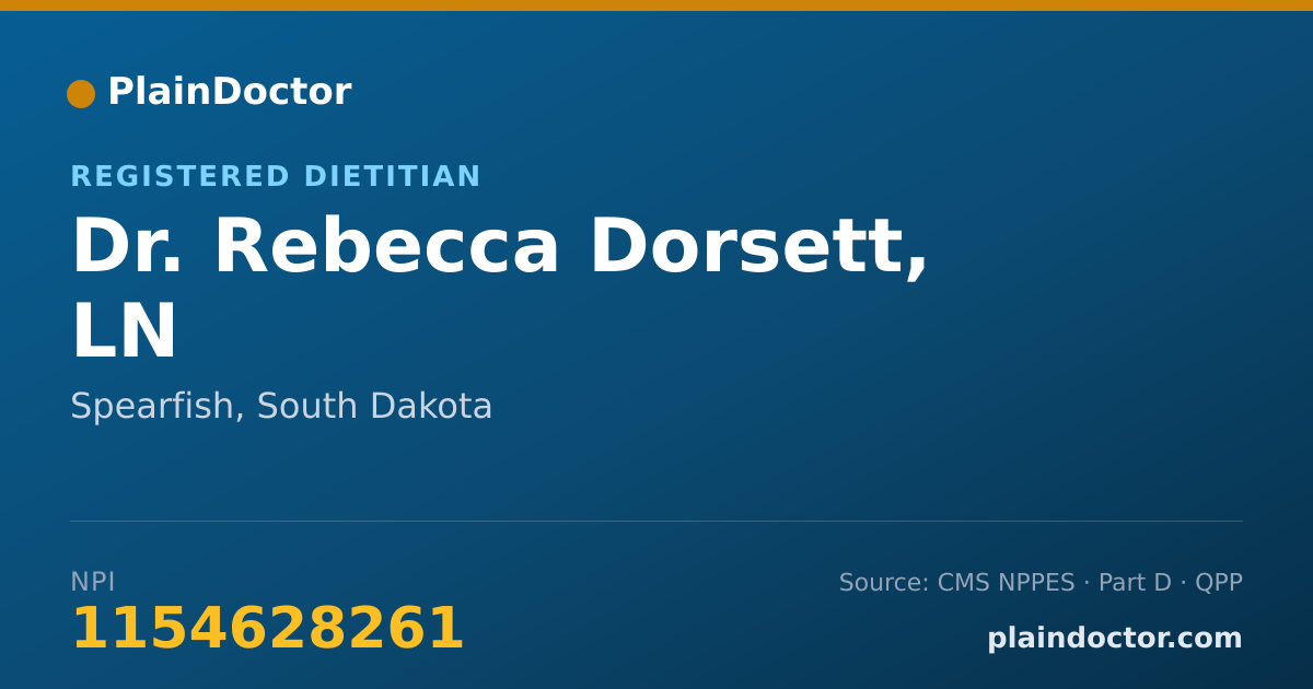 Shareable card for Rebecca Dorsett, LN - Registered Dietitian, Spearfish, SD