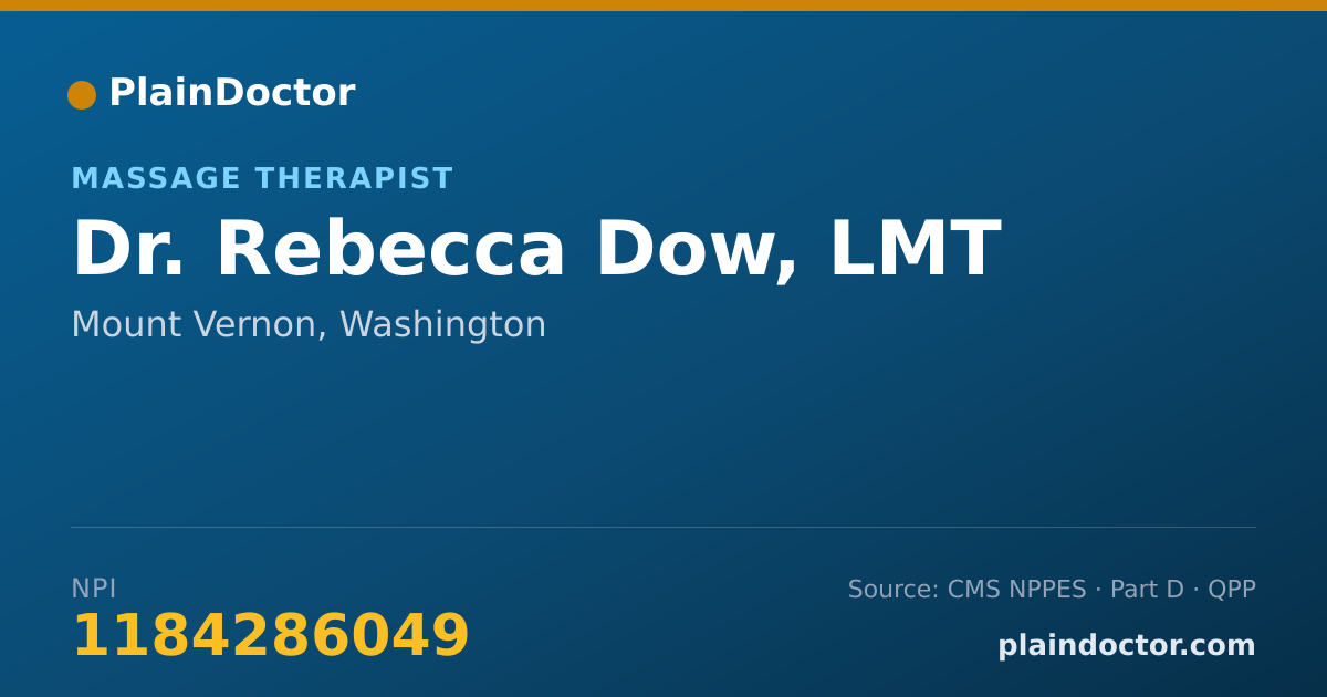 Shareable card for Rebecca Dow, LMT - Massage Therapist, Mount Vernon, WA