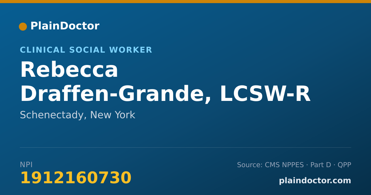 Shareable card for Rebecca Draffen-Grande, LCSW-R - Clinical Social Worker, Schenectady, NY