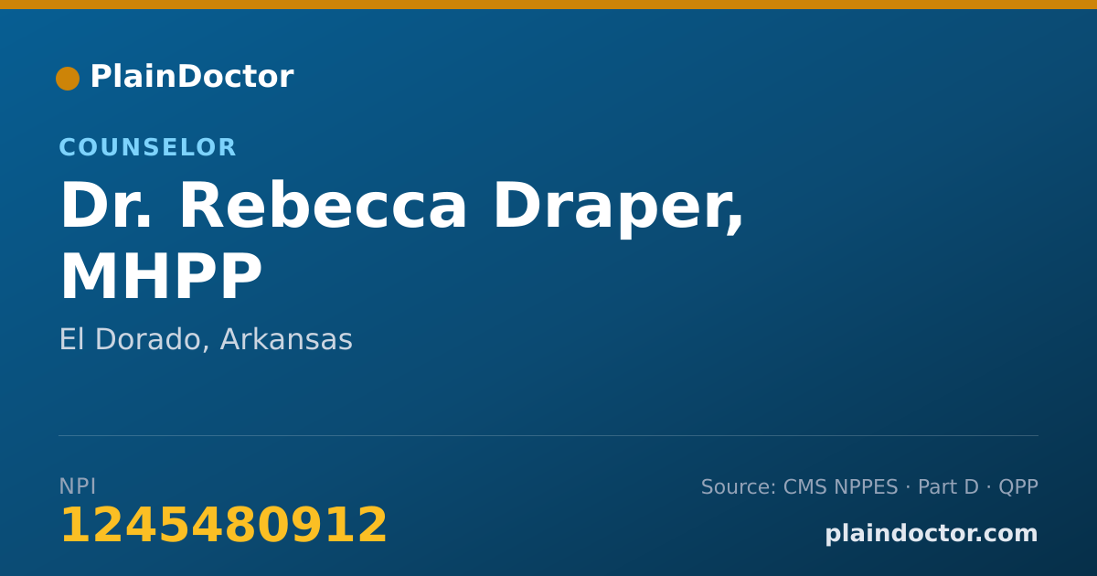 Shareable card for Rebecca Draper, MHPP - Counselor, El Dorado, AR