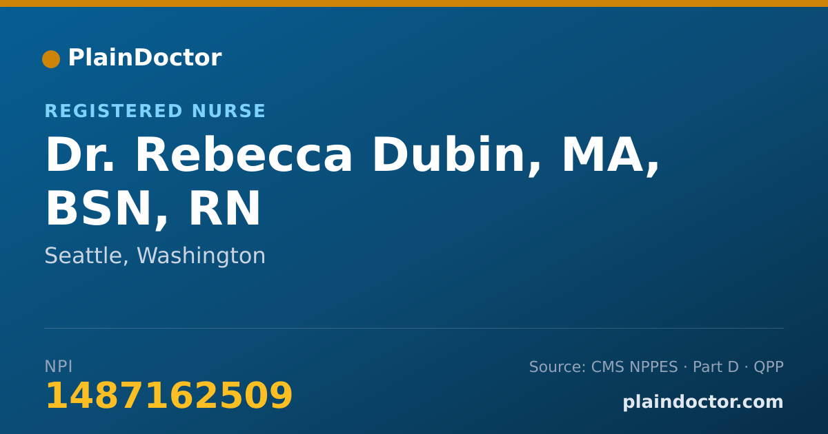 Shareable card for Rebecca Dubin, MA, BSN, RN - Registered Nurse, Seattle, WA