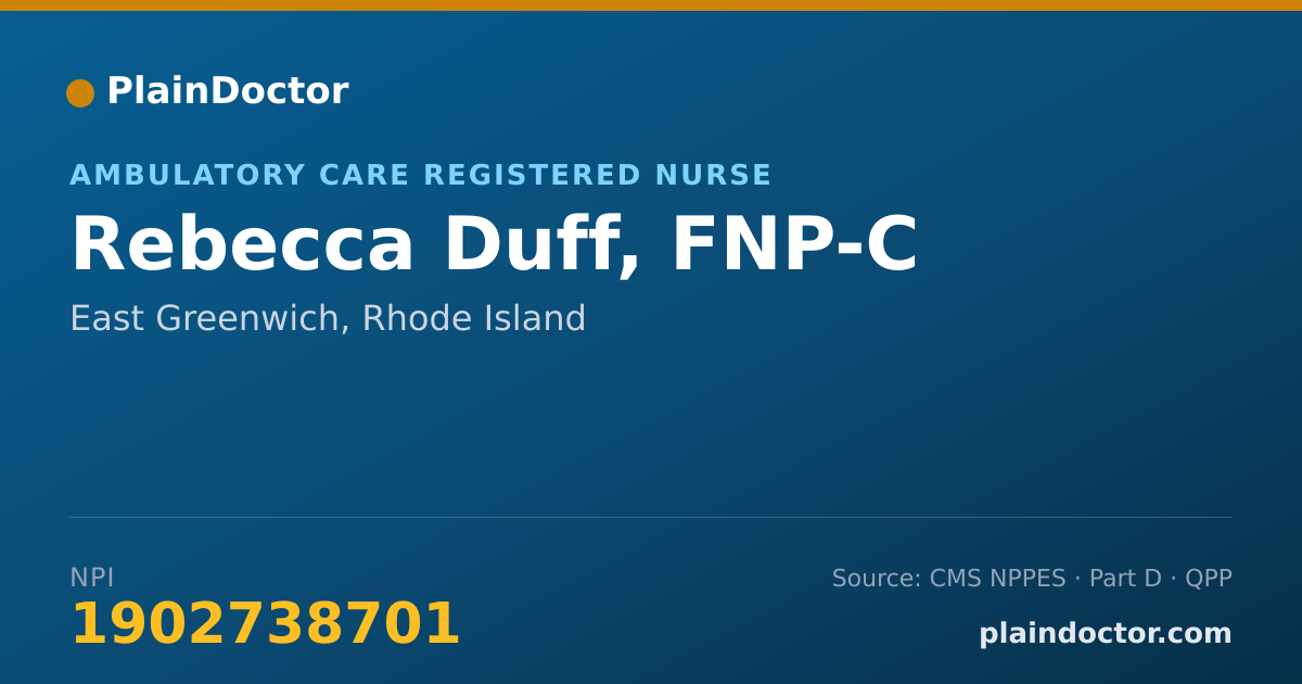 Shareable card for Rebecca Duff, FNP-C - Ambulatory Care Registered Nurse, East Greenwich, RI