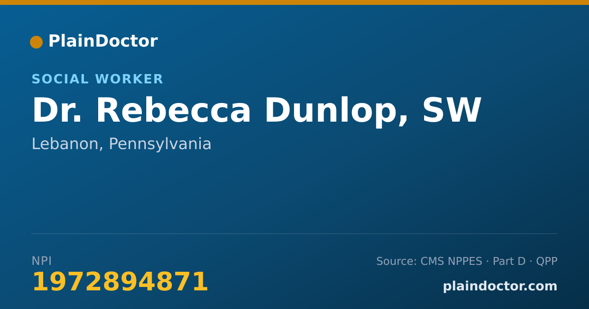 Shareable card for Rebecca Dunlop, SW - Social Worker, Lebanon, PA