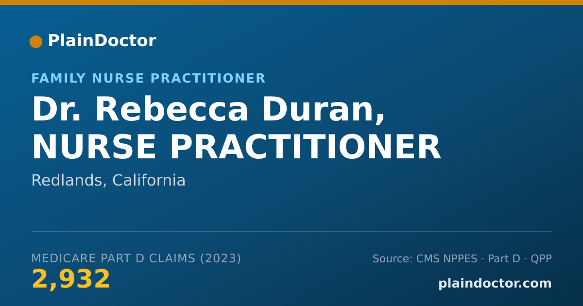 Shareable card for Rebecca Duran, NURSE PRACTITIONER - Family Nurse Practitioner, Redlands, CA