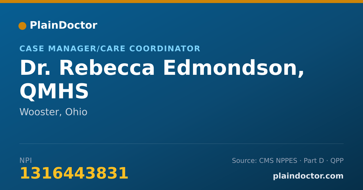 Shareable card for Rebecca Edmondson, QMHS - Case Manager/Care Coordinator, Wooster, OH