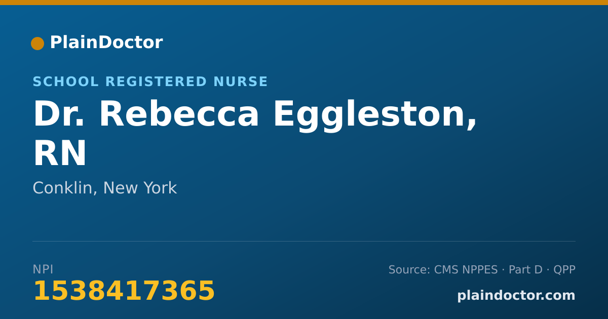 Shareable card for Rebecca Eggleston, RN - School Registered Nurse, Conklin, NY