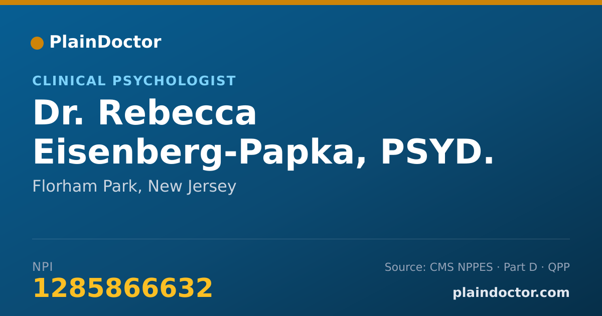 Shareable card for Rebecca Eisenberg-Papka, PSYD. - Clinical Psychologist, Florham Park, NJ
