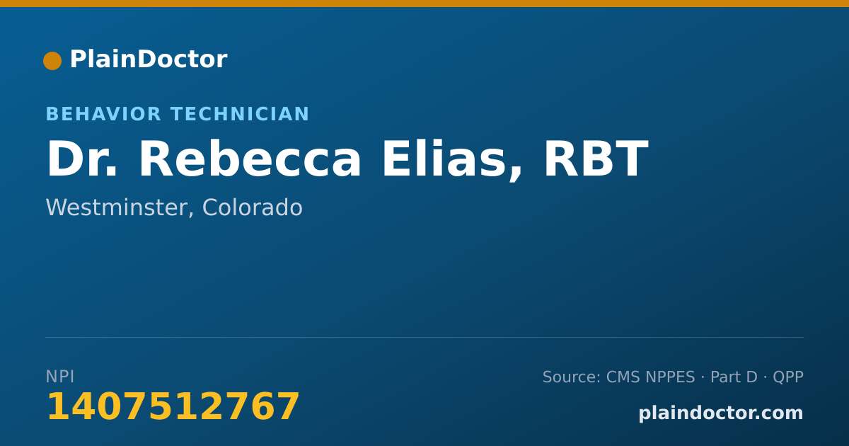 Shareable card for Rebecca Elias, RBT - Behavior Technician, Westminster, CO