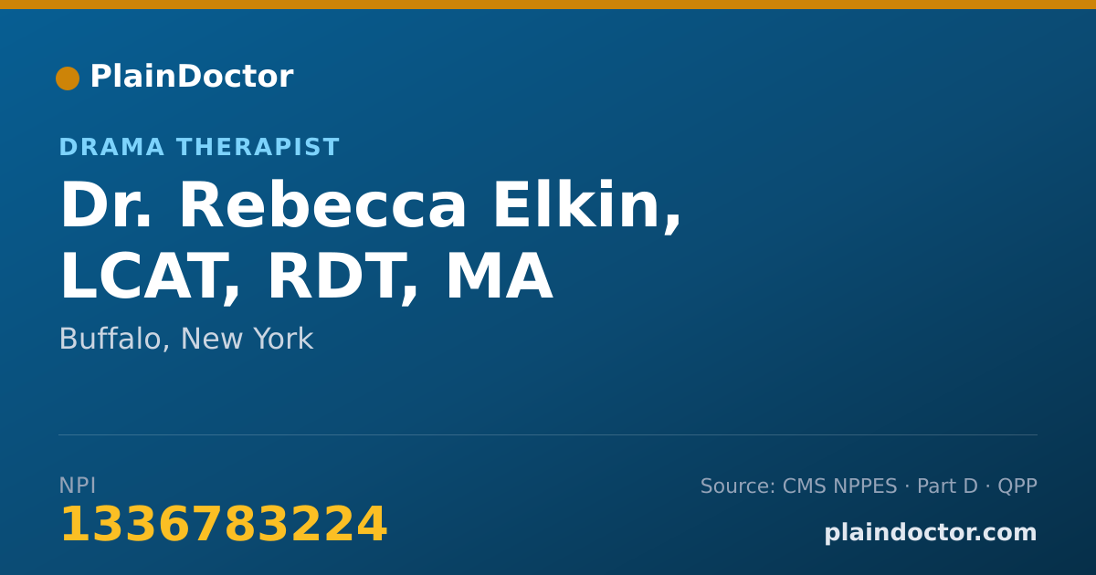 Shareable card for Rebecca Elkin, LCAT, RDT, MA - Drama Therapist, Buffalo, NY