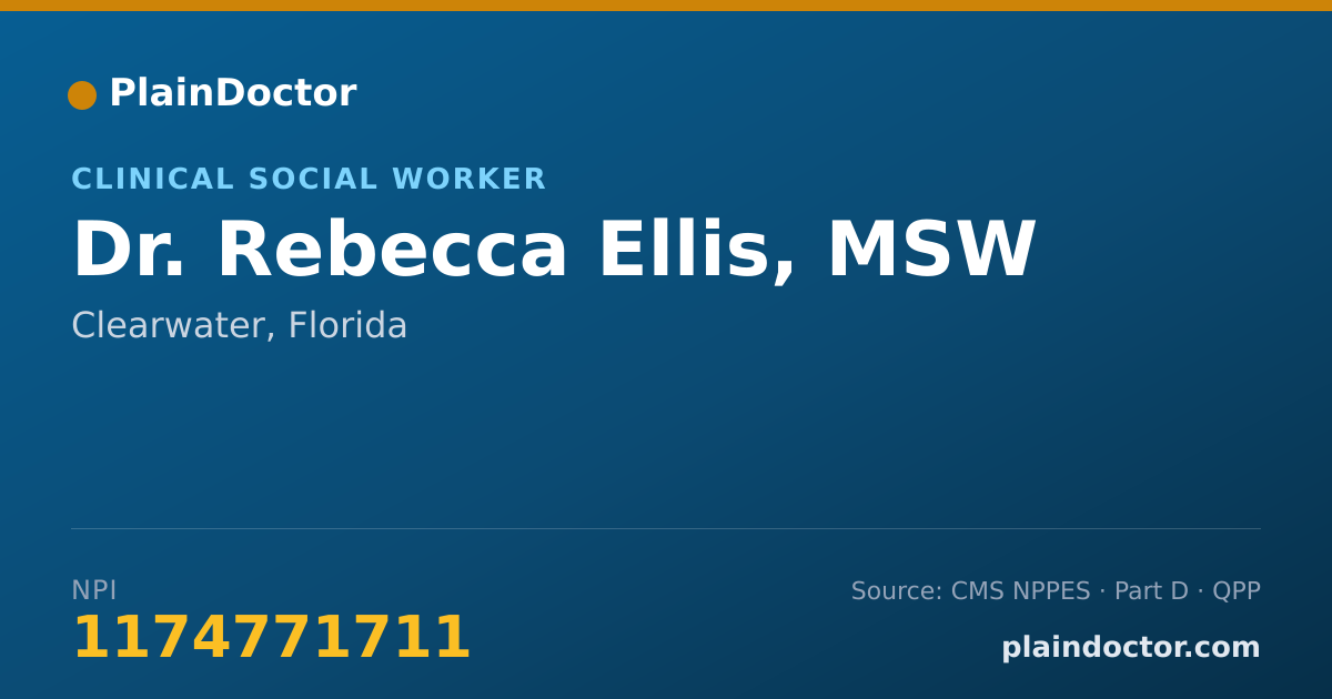 Shareable card for Rebecca Ellis, MSW - Clinical Social Worker, Clearwater, FL