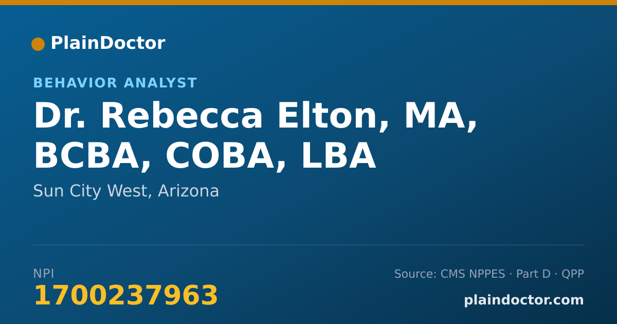 Shareable card for Rebecca Elton, MA, BCBA, COBA, LBA - Behavior Analyst, Sun City West, AZ
