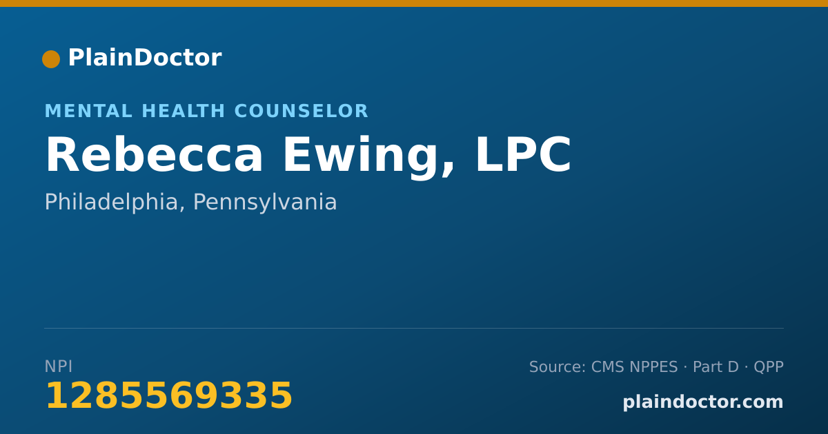 Shareable card for Rebecca Ewing, LPC - Mental Health Counselor, Philadelphia, PA