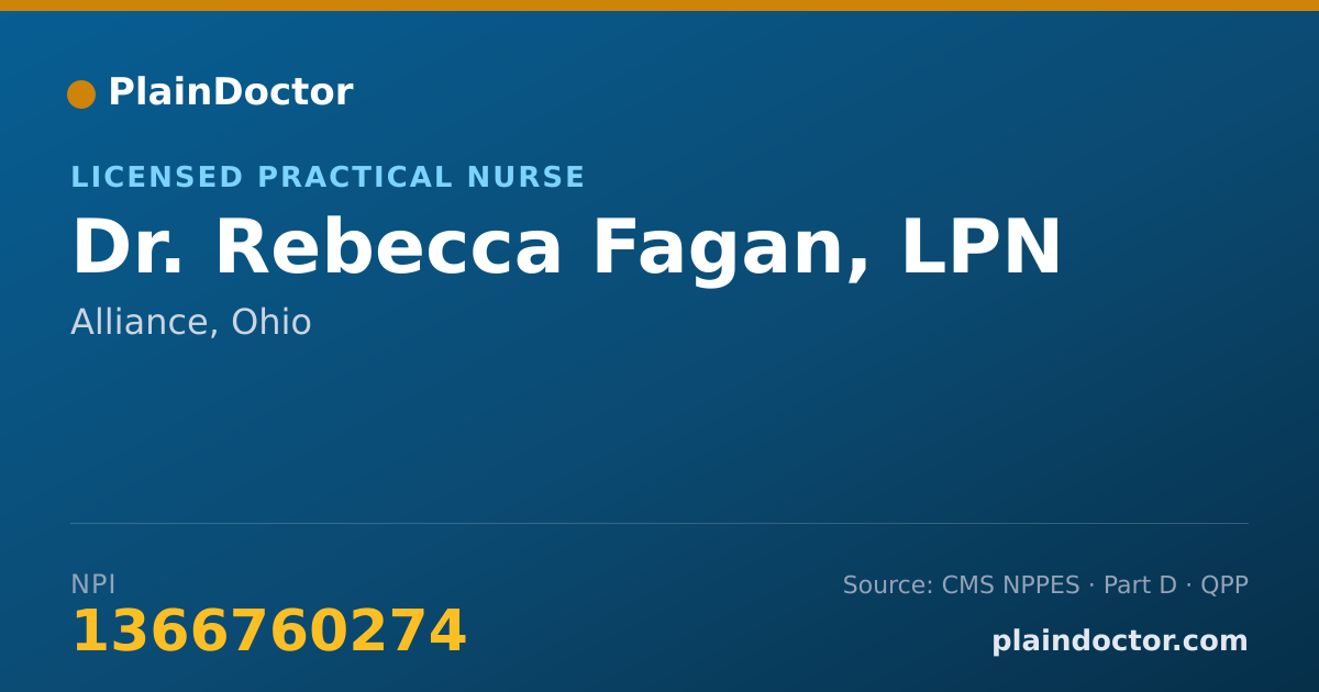 Shareable card for Rebecca Fagan, LPN - Licensed Practical Nurse, Alliance, OH
